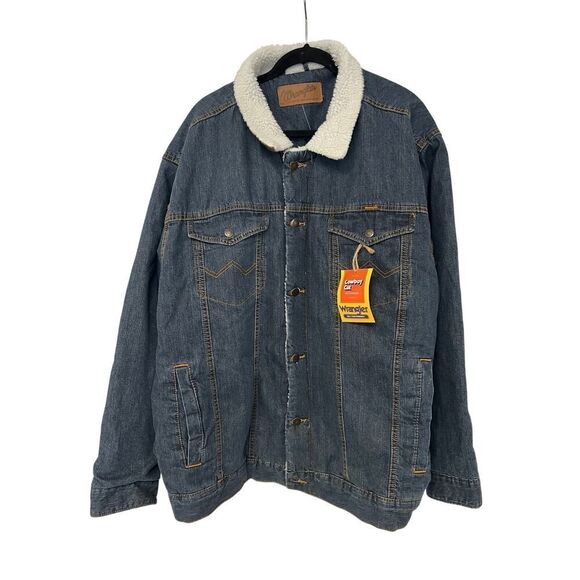 WRANGLER BRAND NEW WESTERN LINED MENS DENIM JACKET SIZE XXL - Picture 5 of 10